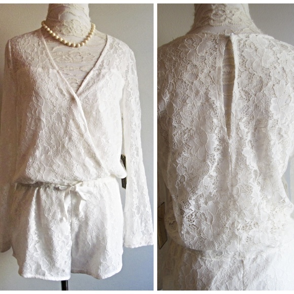 white lace shorts romper